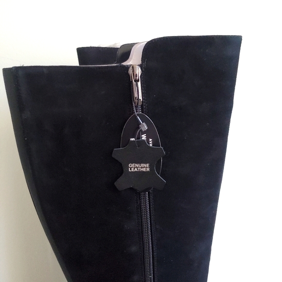 NEW 🖤 Alfani Womens Nelsonn Black Leather Buckle Calf Knee High Zip Boots 9.5M - Picture 10 of 14
